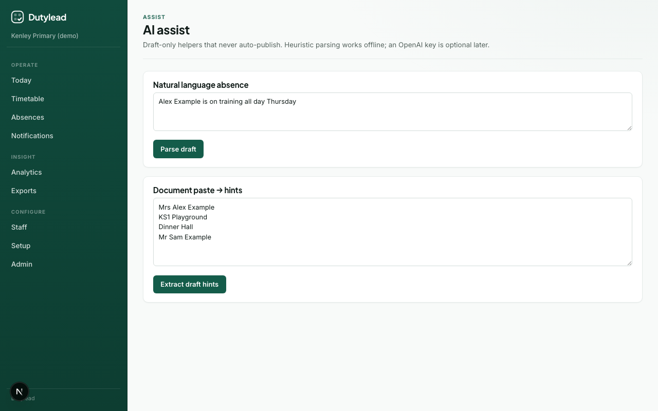 AI assist page