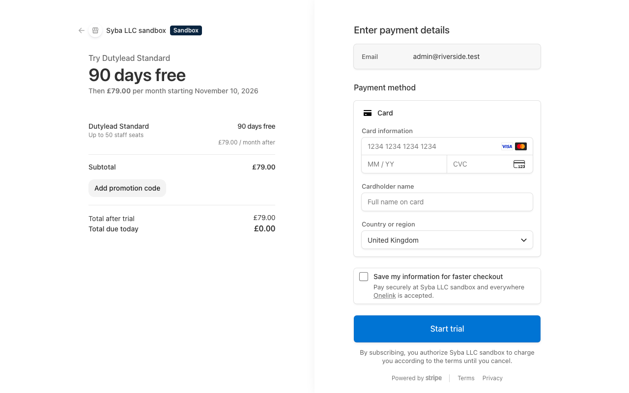 Stripe checkout