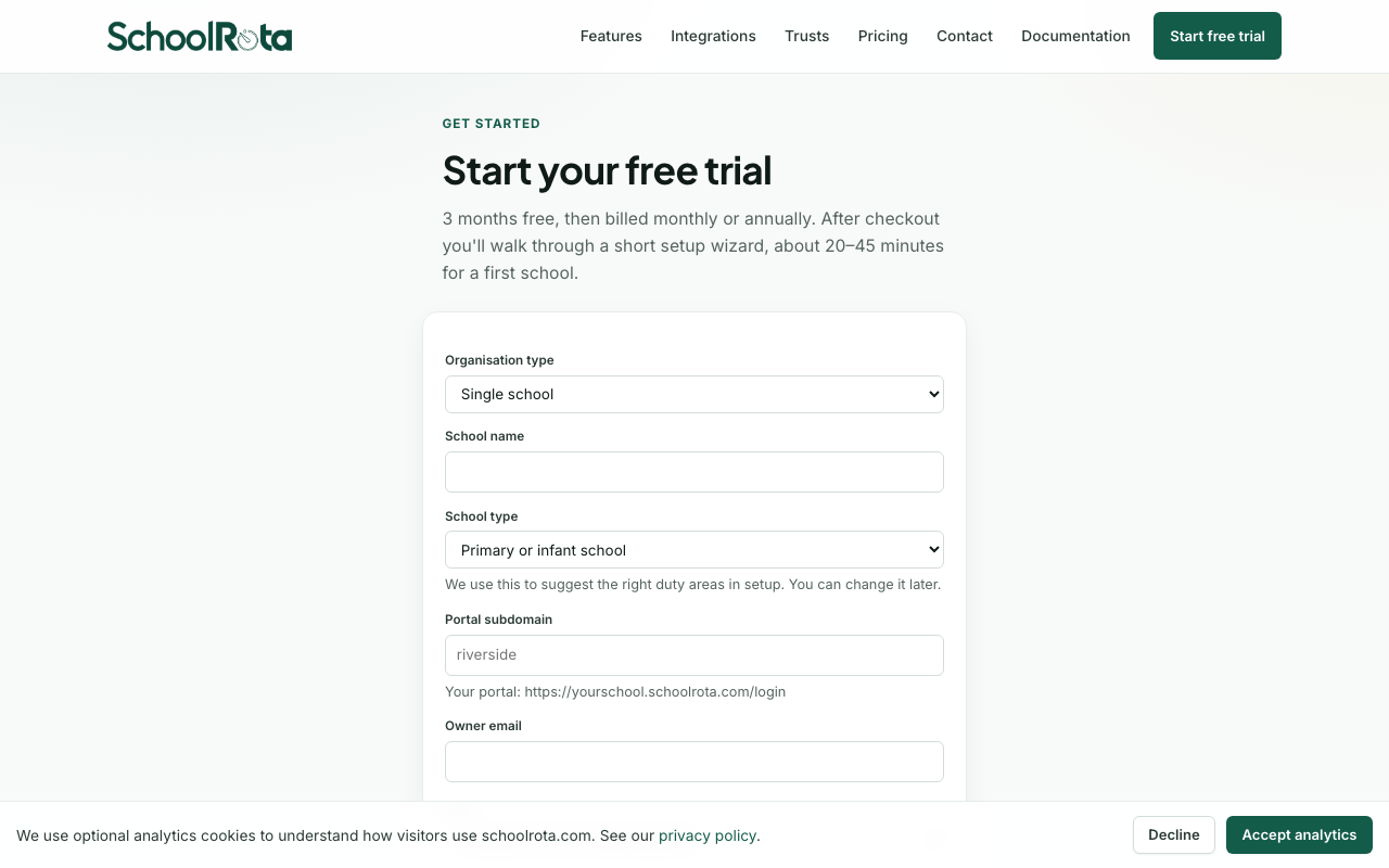 Signup form